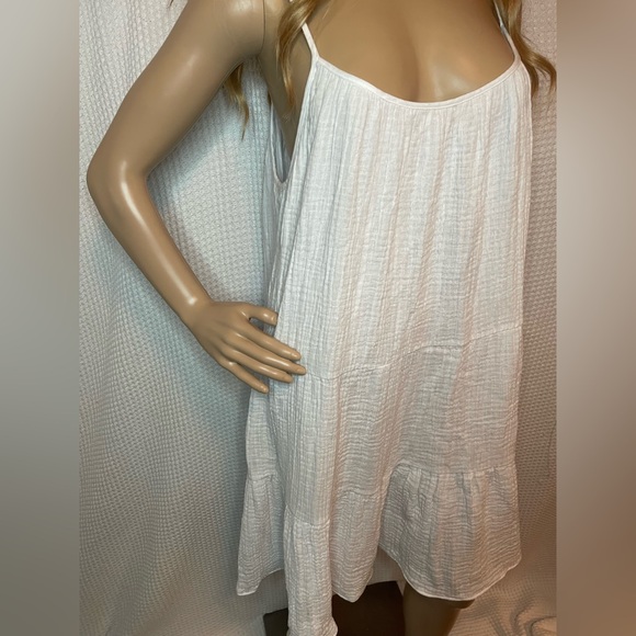 H&M gauze, midi dress with adjustable spaghetti straps & tiered skirt Size L - Picture 3 of 6